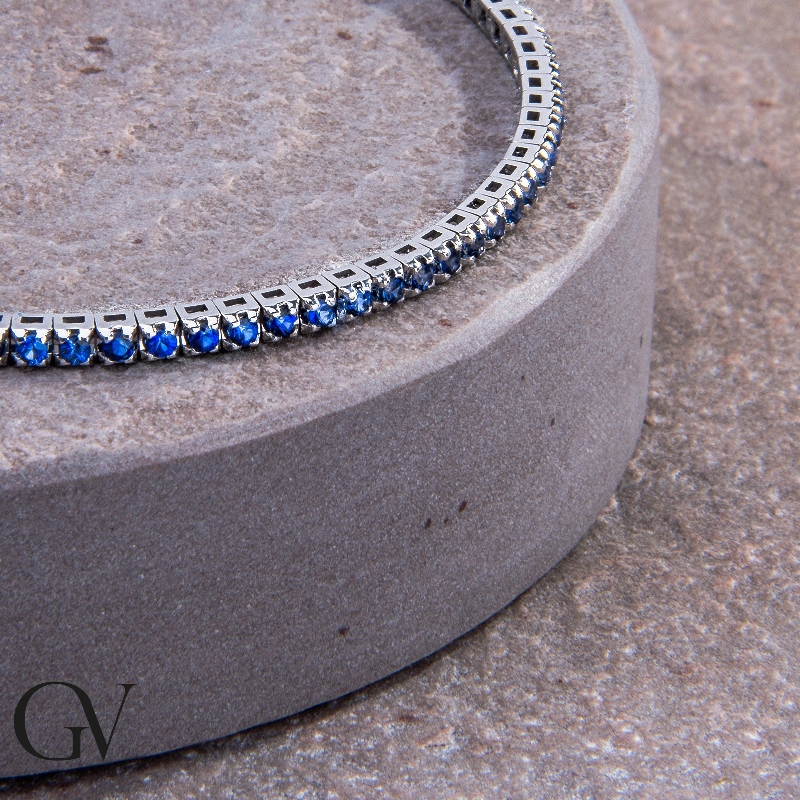 Saphir Armband Tennis 750er Weißgold  Saphir Armband Tennis 750er Weißgold