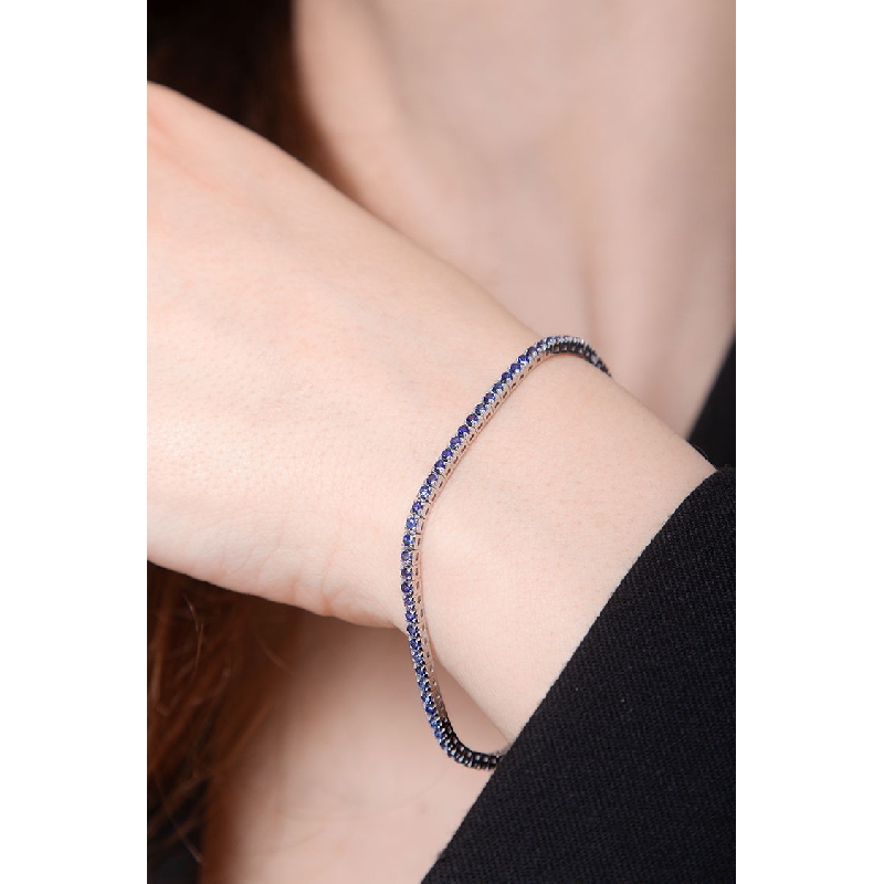 Saphir Armband Tennis 750er Weißgold  Saphir Armband Tennis 750er Weißgold