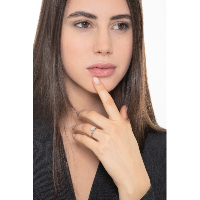 Weißgold 18K 0,90 Diamant Verlobungsring 