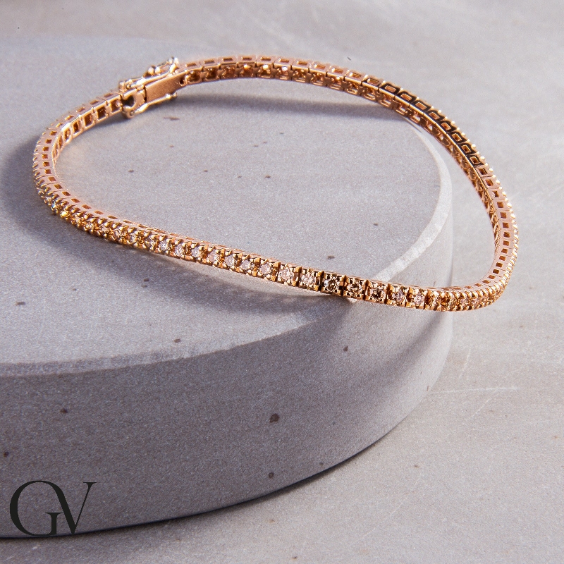 Tennisarmband mit braunen Diamanten Roségold Tennisarmband mit braunen Diamanten Roségold