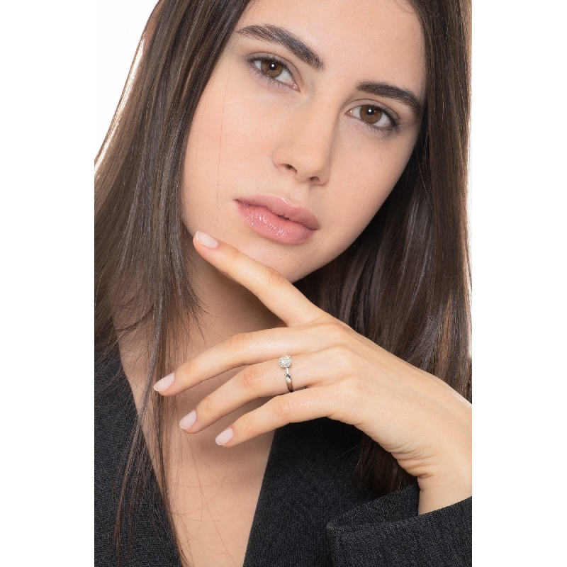 Antragsring Weißgold 18K mit einem Diamanten 0,90 Karat