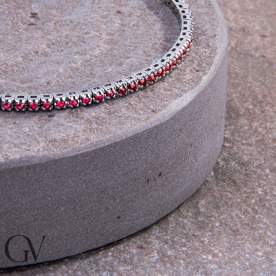 Tennisarmband 18K Weißgold mit 0,01 Karat Rubinen 