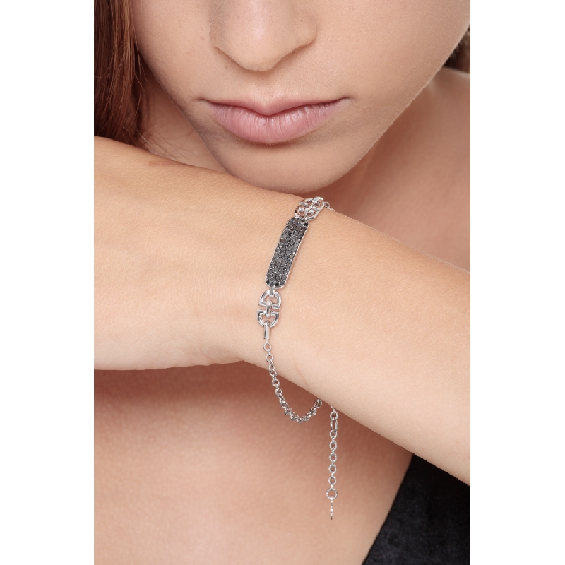 Damenarmband mit einem brünierten Pavé von schwarzen Diamanten  Damenarmband mit einem brünierten Pavé von schwarzen Diamanten