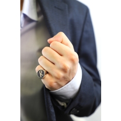 Weißgold Ring Herren mit Diamanten und Saphiren 2