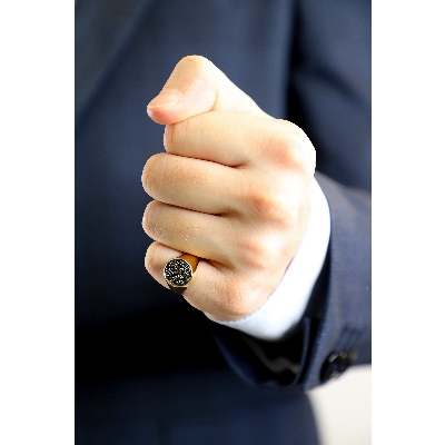 Siegelring Herren Roségold 750 mit schwarzen Diamanten