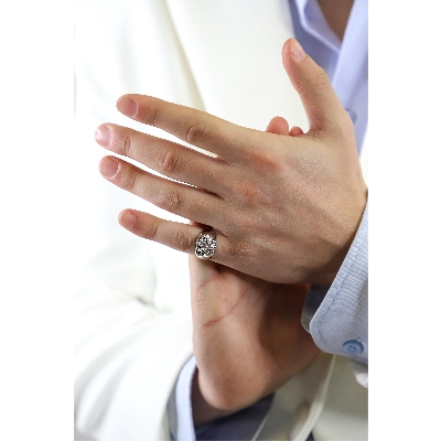 Herrenring Siegelring aus Weißgold 750 mit Diamanten