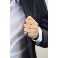 Herren Siegelring Gelbgold 18K mit schwarzen Diamanten 2