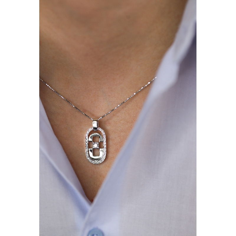 Kreuz-Kette Herren aus Weißgold mit Diamanten