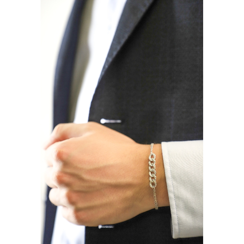 Unisex-Armband Panzer mit sechs Gliedern aus Diamanten 