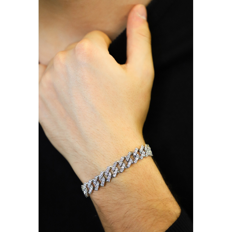 Weißgold Cuban Link Armband mit Diamanten Weißgold Cuban Link Armband mit Diamanten