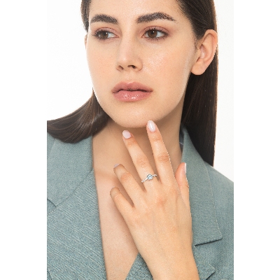 Aquamarin Solitär Ring Weißgold 750