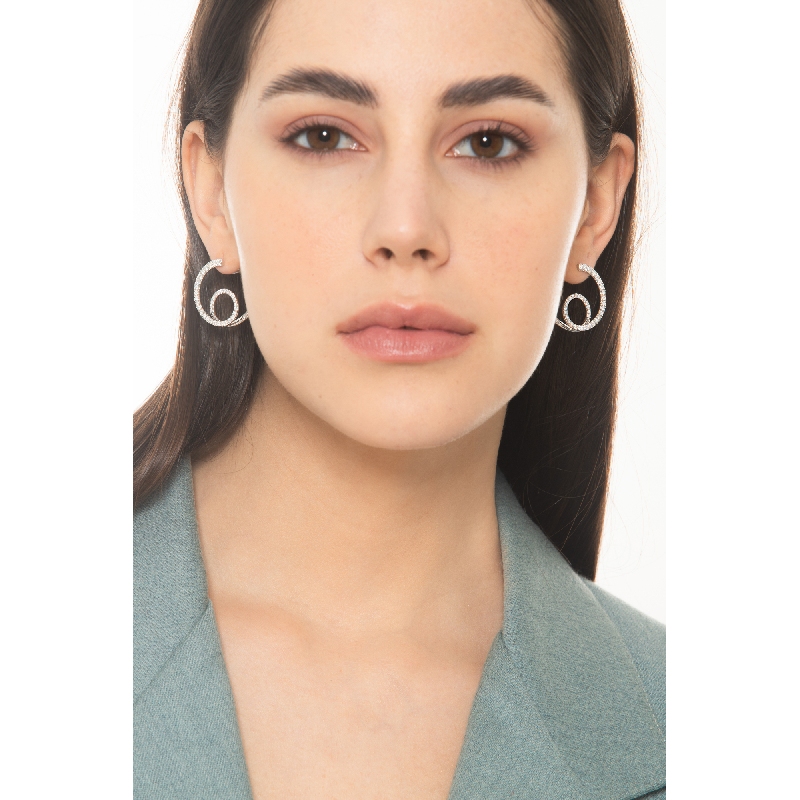 18K Weißgold doppelte Creolen mit Diamanten 18K Weißgold doppelte Creolen mit Diamanten