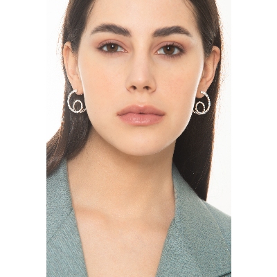 18K Weißgold doppelte Creolen mit Diamanten