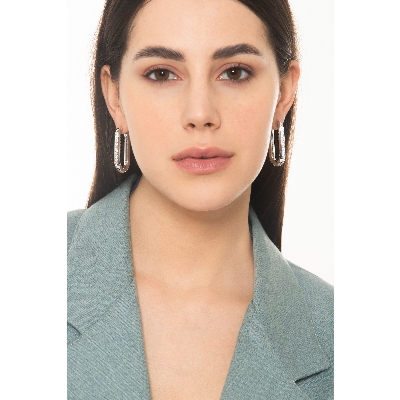 18k Weißgold ovale Diamant-Ohrringe 