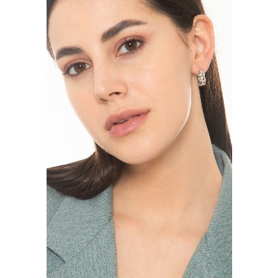 Moderne Creolen mit Diamanten Weissgold 750