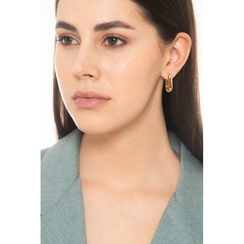 Rechteckige Creolen Gelbgold 18k