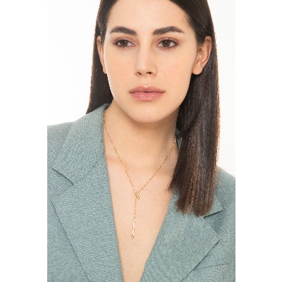 Gelbgold 750 Halskette mit einem Stab 