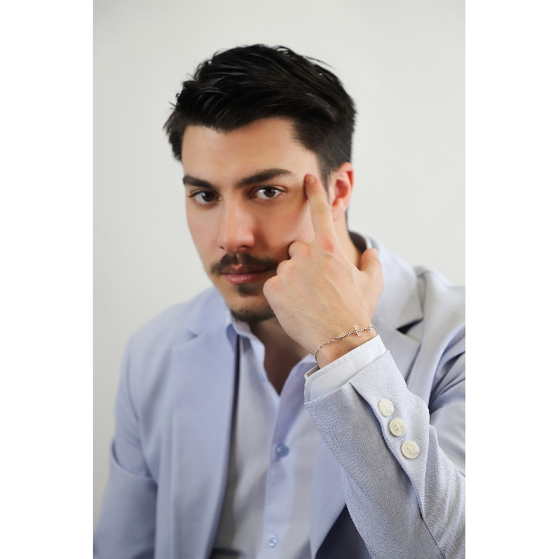 Weißgoldarmband mit Diamantkreuz Herren  Weißgoldarmband mit Diamantkreuz Herren