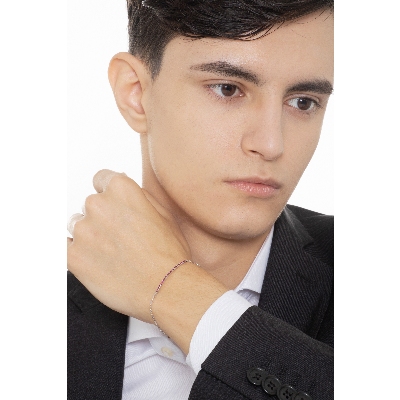 Weißgold 18k Herrenarmband mit Rubinen 