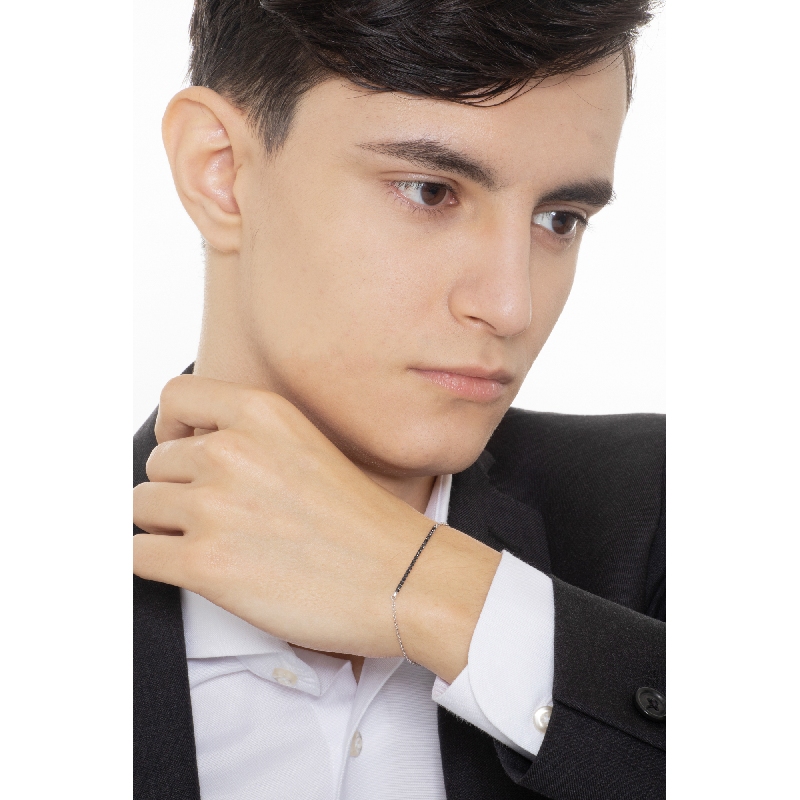 Weißgold Armband mit schwarzen Diamanten Herren