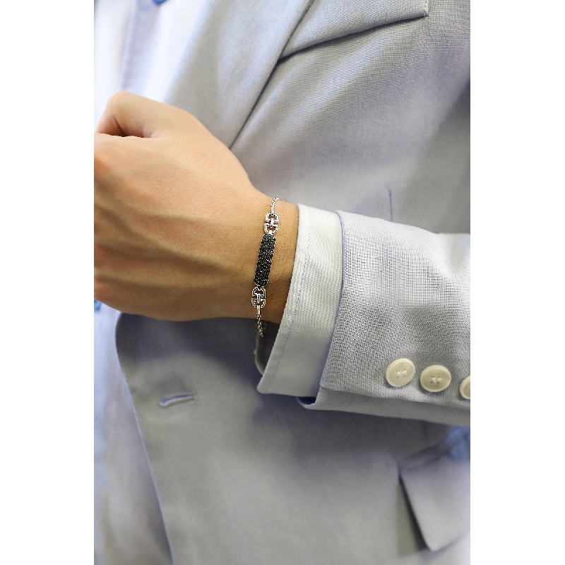 Herrenarmband Weißgold 18k mit schwarzen Diamanten Herrenarmband Weißgold 18k mit schwarzen Diamanten