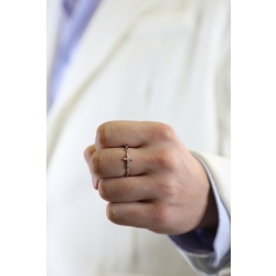 Weißgold Herren Ring mit Diamantkreuz und schwarzen Diamanten  2