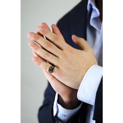 Roségold Siegelring Herren mit schwarzen Diamanten