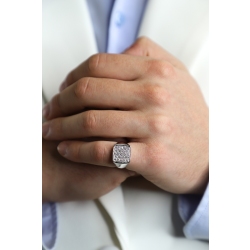 Weißgold Ring Herren mit Diamanten 2