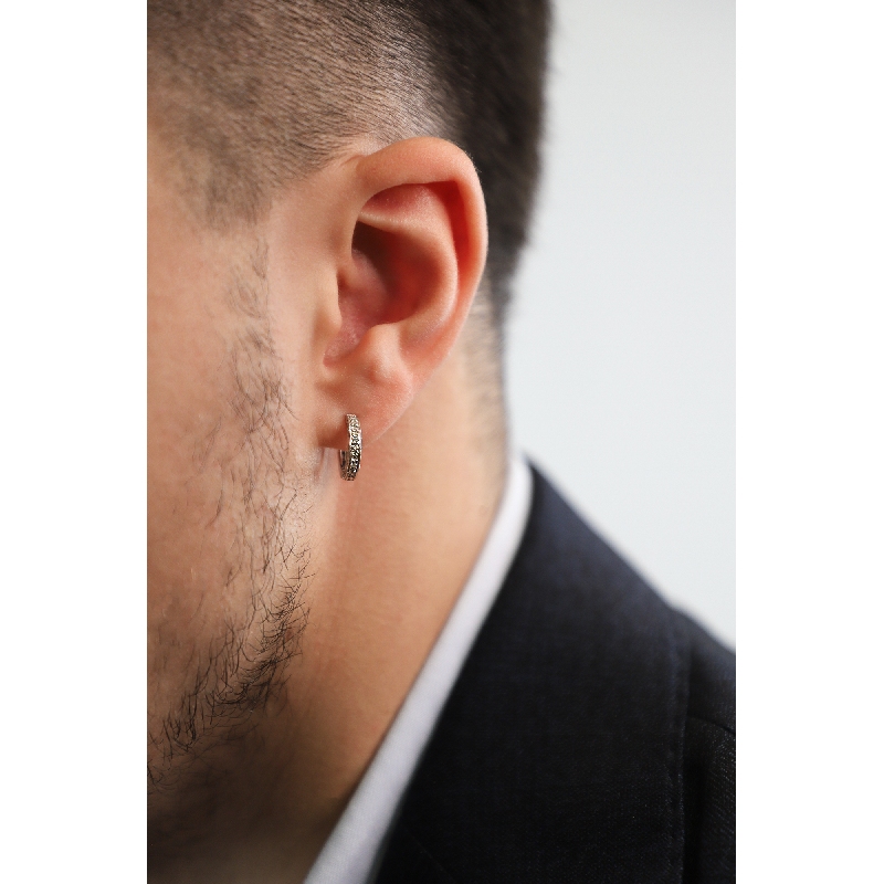 Weißgold Herren einzelne Creole mit Brillanten Weißgold Herren einzelne Creole mit Brillanten