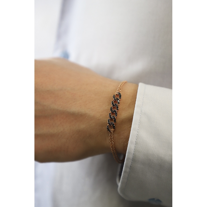 Herrenarmband aus 750er Roségold mit schwarzen Diamanten 