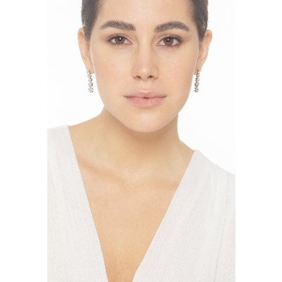 18K Weißgold Illusion Ohrhänger 5 Diamant Blumen