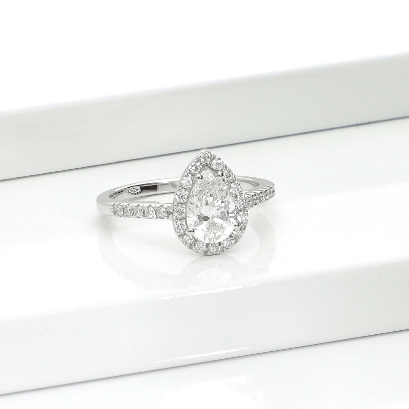 Ring mit Diamant Tropfenschliff 1.00kt GIA aus Weißgold 18K