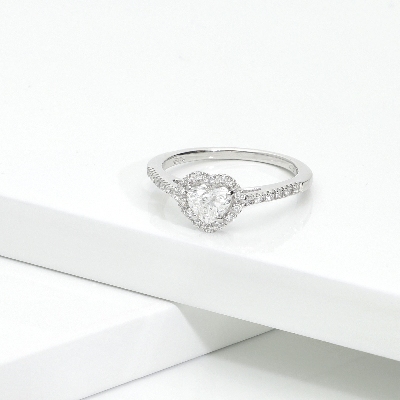 Ring mit Diamant Herzschliff 0.50kt GIA aus Weißgold 18K