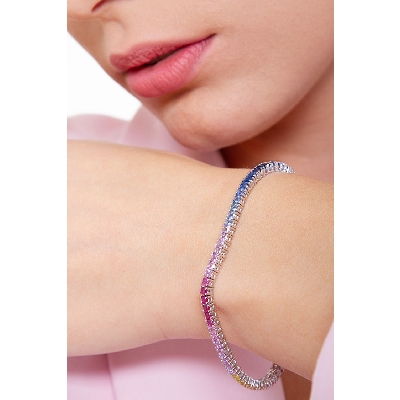 Tennisarmband Weißgold mit Saphiren Rainbow Kollektion