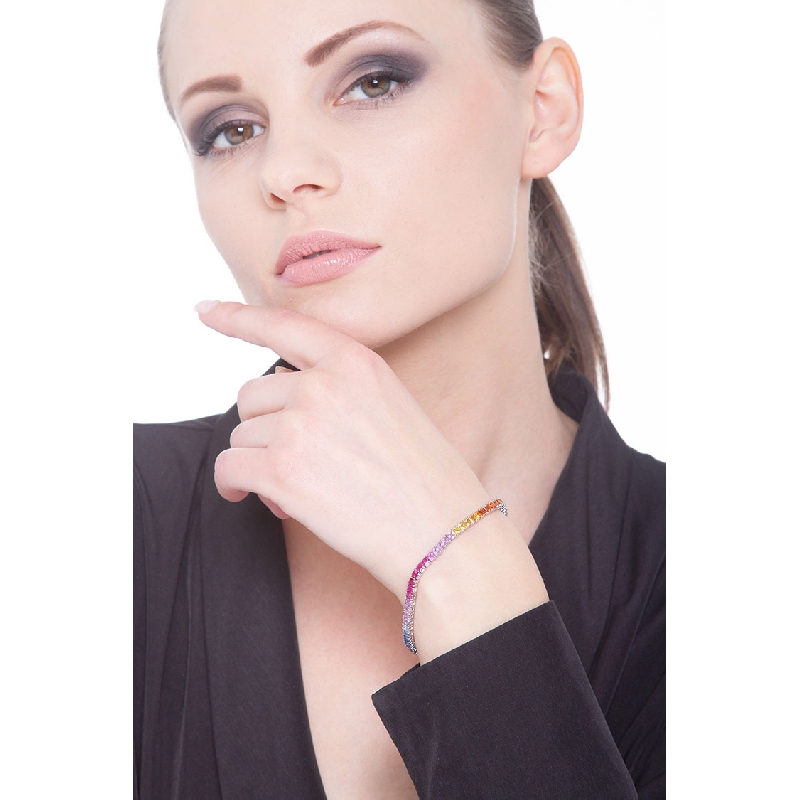 Tennisarmband Weißgold 750 mit Rainbow Saphiren Tennisarmband Weißgold 750 mit Rainbow Saphiren