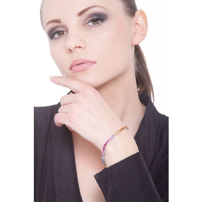 Tennisarmband Weißgold 750 mit Rainbow Saphiren