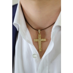 Kreuz-Anhänger Herren Gelbgold mit Zirkonia 2