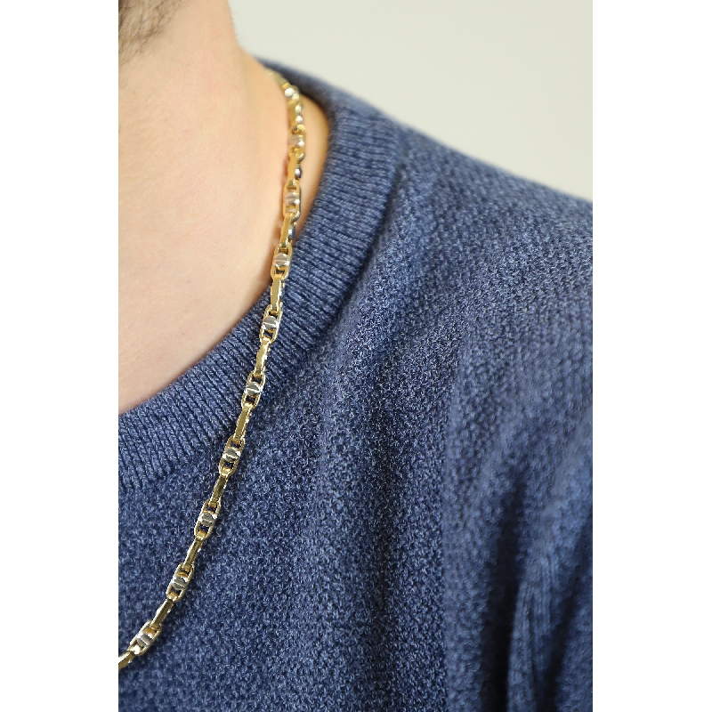 Gelbgold Weißgold 18 Karat Kette Herren