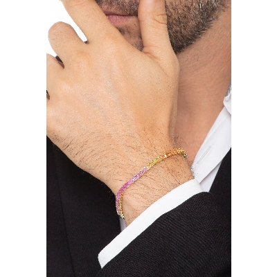 Tennisarmband Saphir Rainbow 18 K Gold 