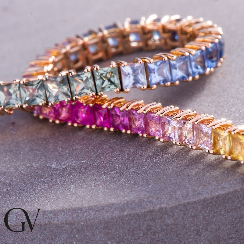 Tennisarmband Gold 18 K – Bunte Saphire Rainbow Tennisarmband Gold 18 K – Bunte Saphire Rainbow