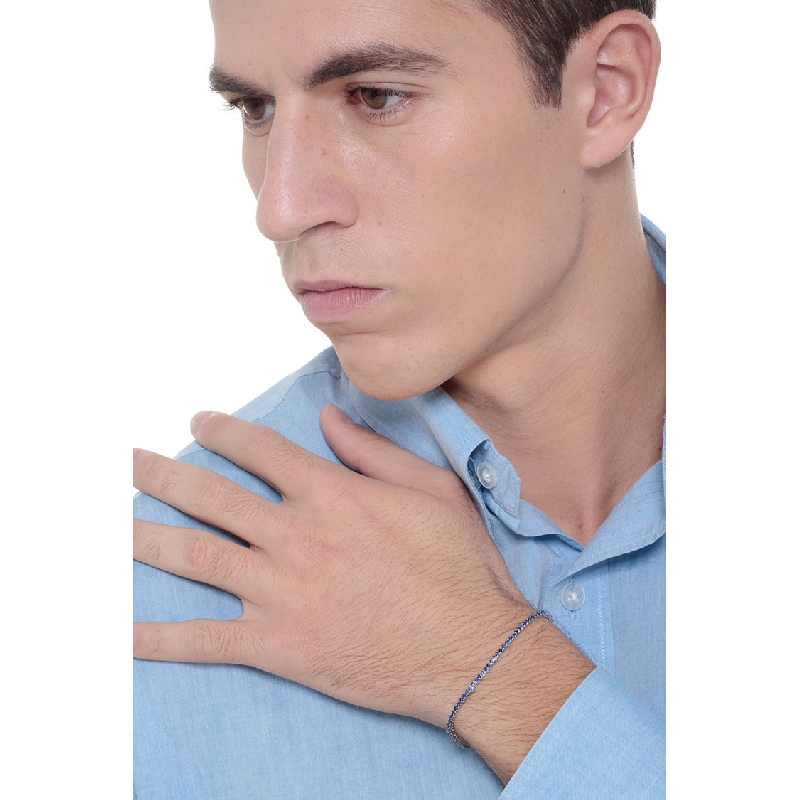 Weißgold 750 Tennisarmband mit blauen Saphiren