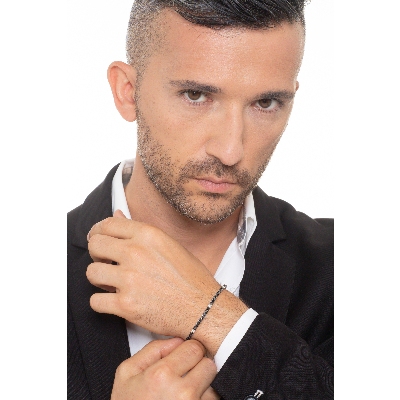 Weißgold Tennisarmband mit schwarzen und weißen Diamanten 