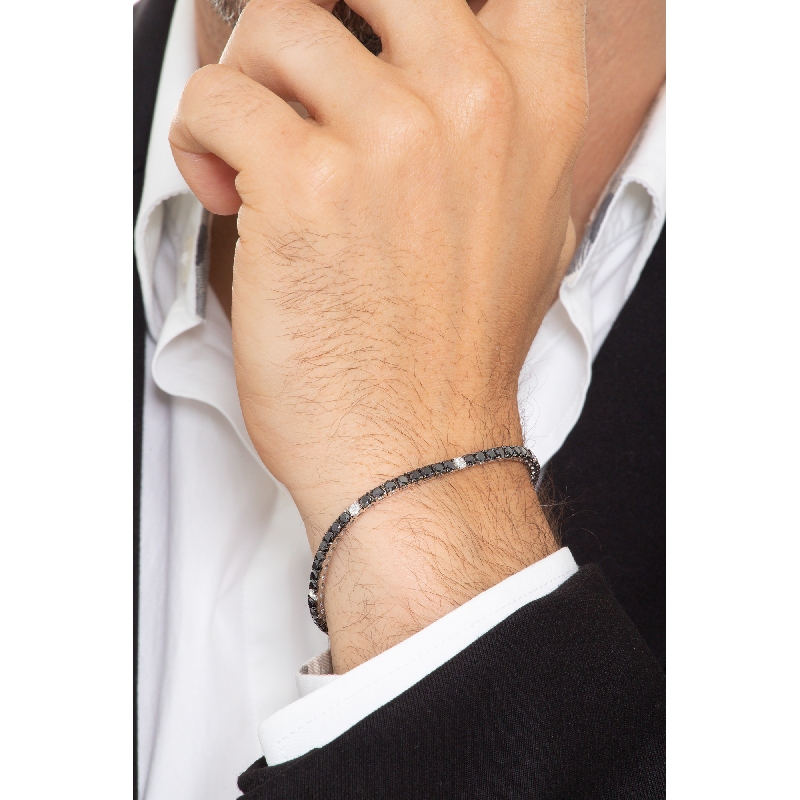 Weißgold Tennisarmband mit schwarzen und weißen Diamanten 