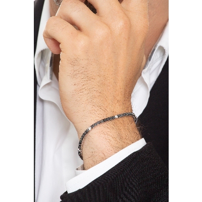 Weißgold Tennisarmband mit schwarzen und weißen Diamanten 