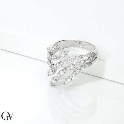 Designer Bandring Weißgold 750 mit Diamanten