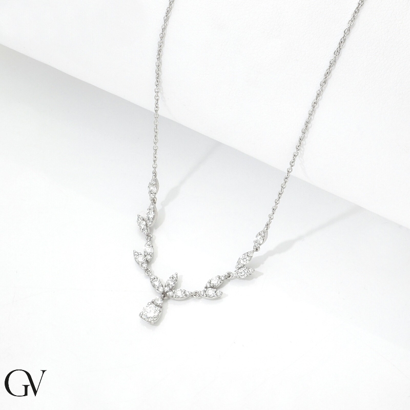 Collier mit Diamanten 750er Weißgold Collier mit Diamanten 750er Weißgold