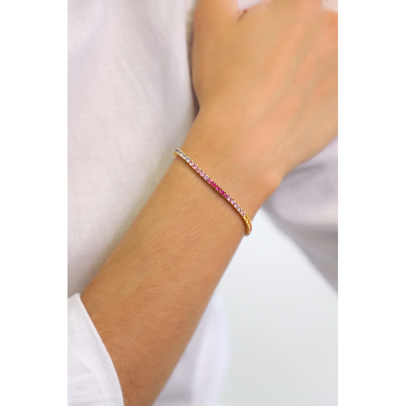 Saphir Armband Tennis aus 18K Gold Rainbow Multicolor Saphir Armband Tennis aus 18K Gold Rainbow Multicolor