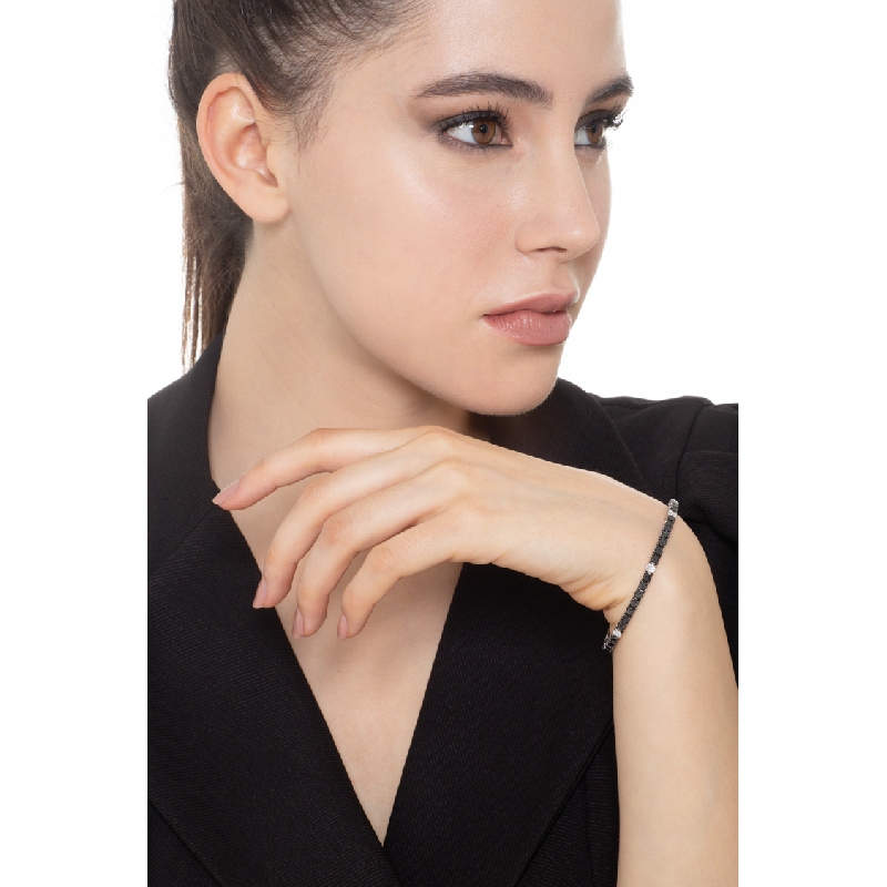 Tennisarmband Weißgold mit schwarzen Diamanten  Tennisarmband Weißgold mit schwarzen Diamanten