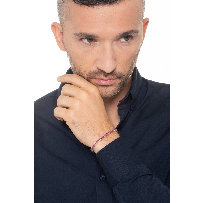 Weißgold 750 Tennisarmband mit Rubinen 