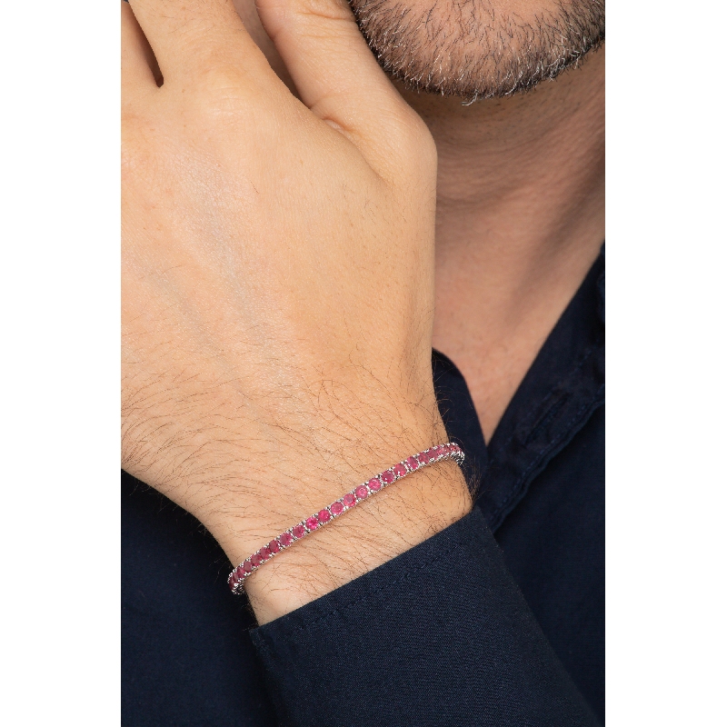 Weißgold 750 Tennisarmband mit Rubinen  Weißgold 750 Tennisarmband mit Rubinen